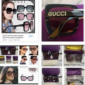 GUCCI CLASSIC BLACK RHINESTONE GUCCI ON TEMPLES SUNGLASSES , SEEN ON CELEBS